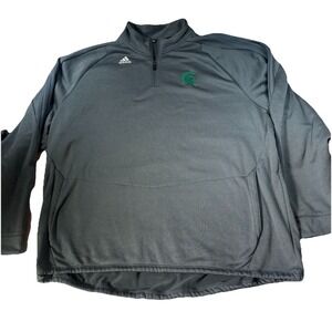 Adidas Michigan State Spartans Jacket Men's 4XL 1/4 Zip Pullover Gray Heavy MSU